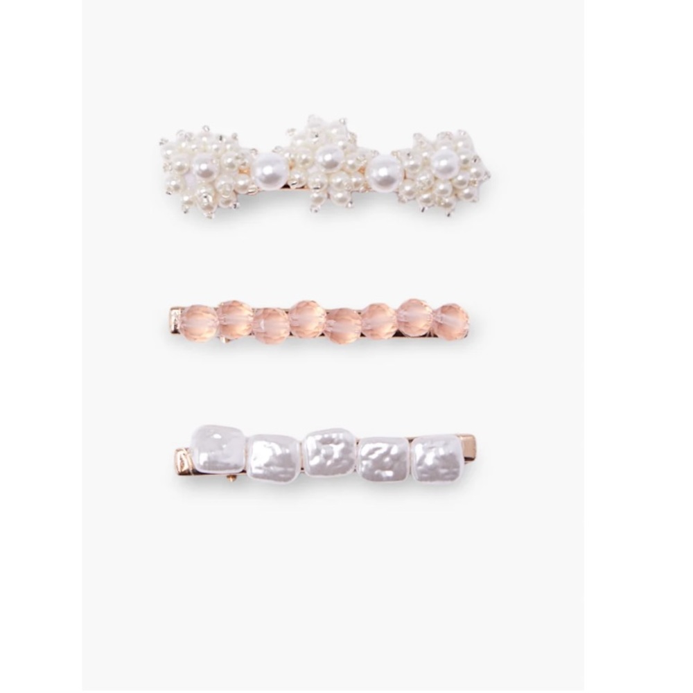 NWT Pearl/Jewel Barrette 3pack